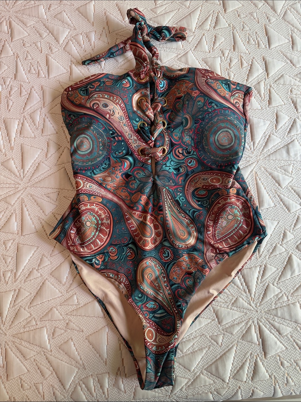 Mali swim lace up halter one piece